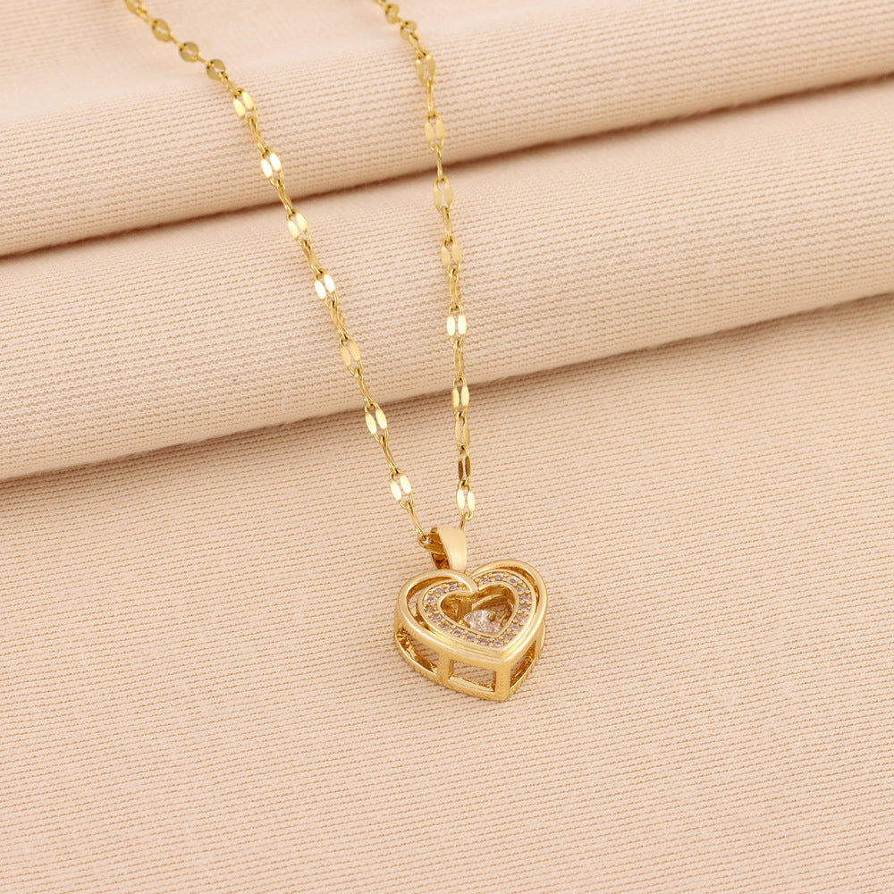 Double-layer Smart Love Pendant Titanium Steel Necklace